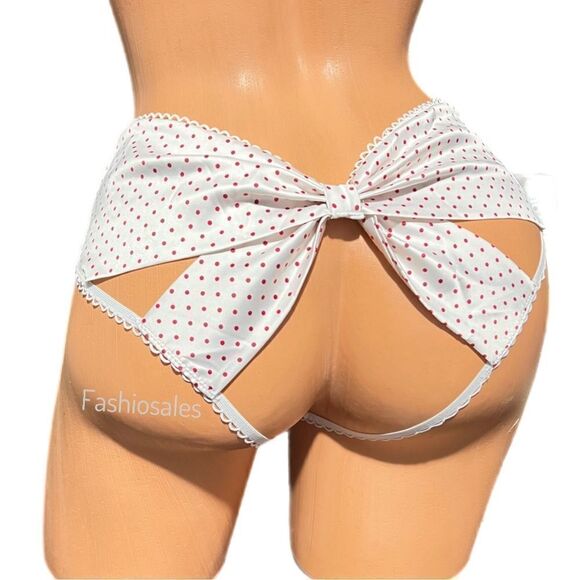 Victorias Secret Very Sexy Bow Cutout open back cheeky panty Mini pin dots print - Picture 6 of 10